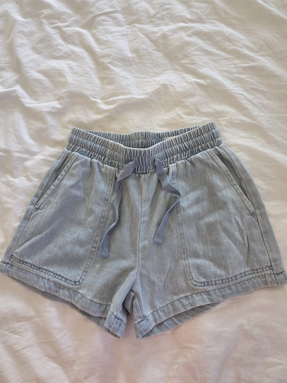 Blank NYC Light Blue High-Waist Draw string Shorts